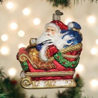 Santa In Sleigh Ornament Old World Christmas