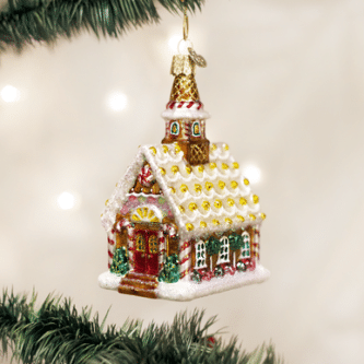 Old World Christmas Blown Glass Gingerbread Church Ornament